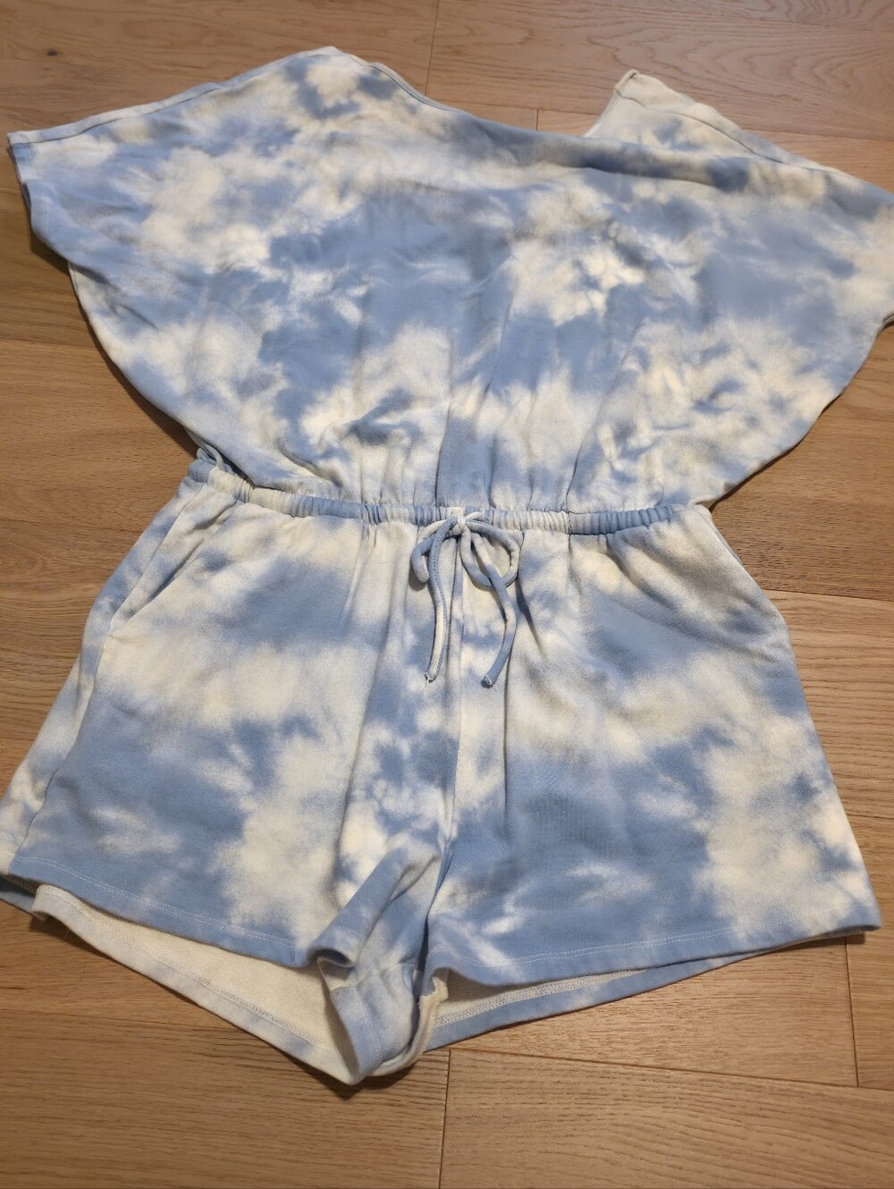 Gianni Bini Light Blue and White Tie-Dye Romper